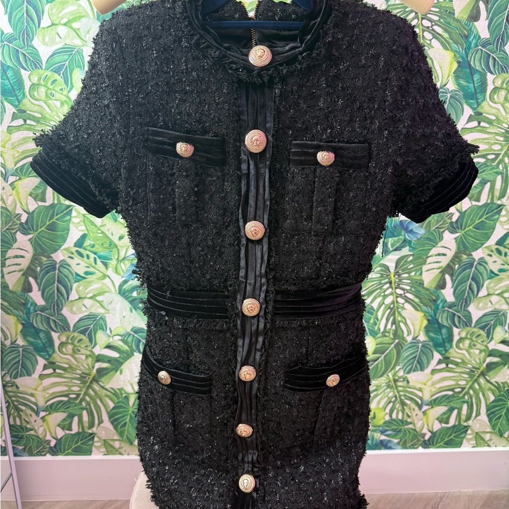 Bella Barnett Elegant Black Tweed Dress